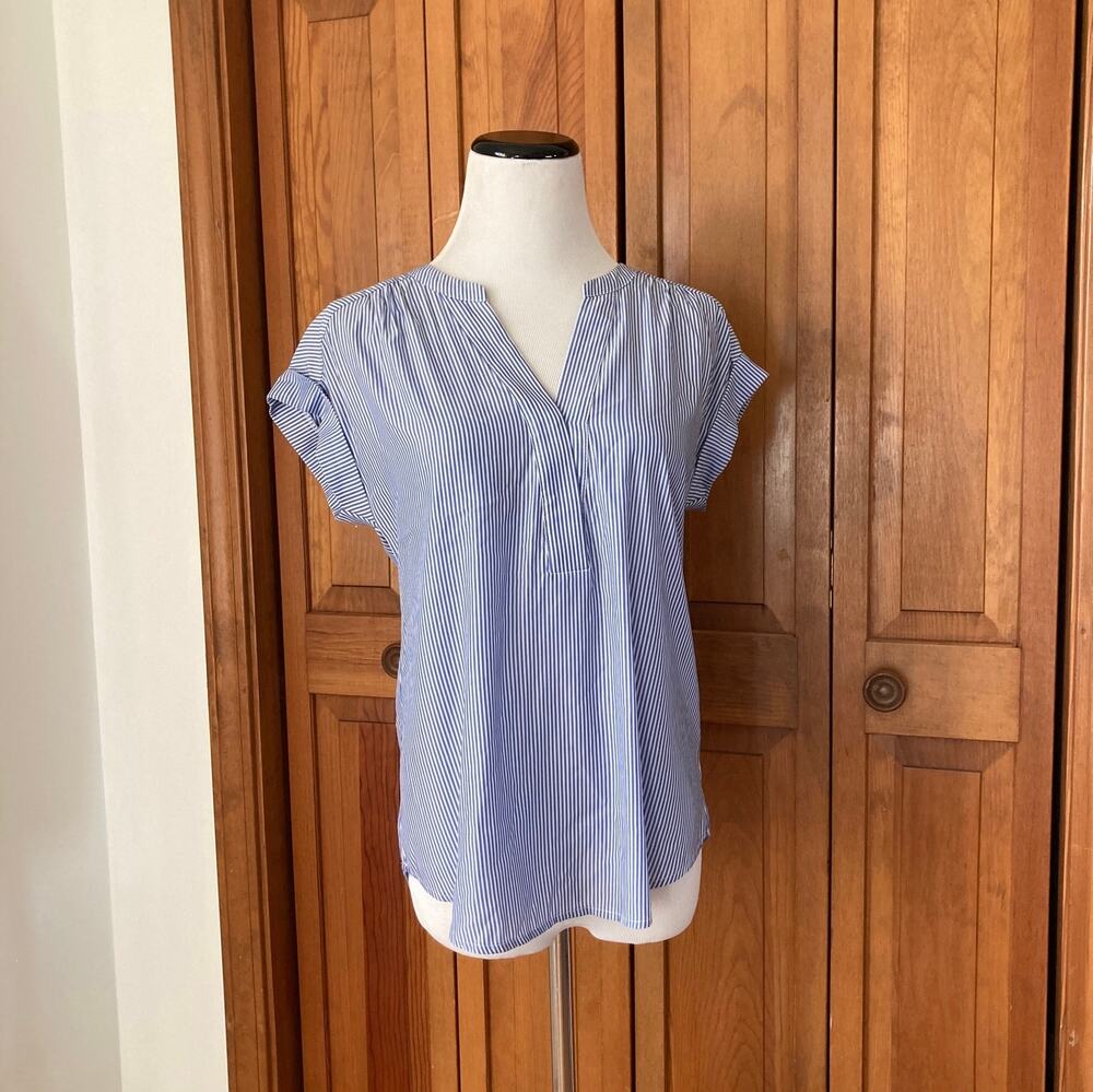 Apt. 9 Blue and White Striped Pullover Blouse, Size XS